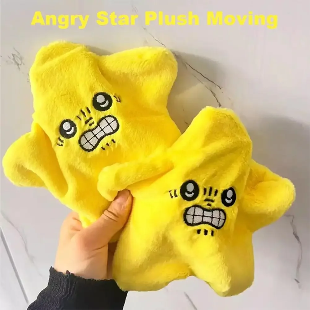 Angry Starfish Toy,Angry Star Plush Moving,Angry Star Face Plush Toy, Automatic Moving Dithering Stuffed Starfish Toy