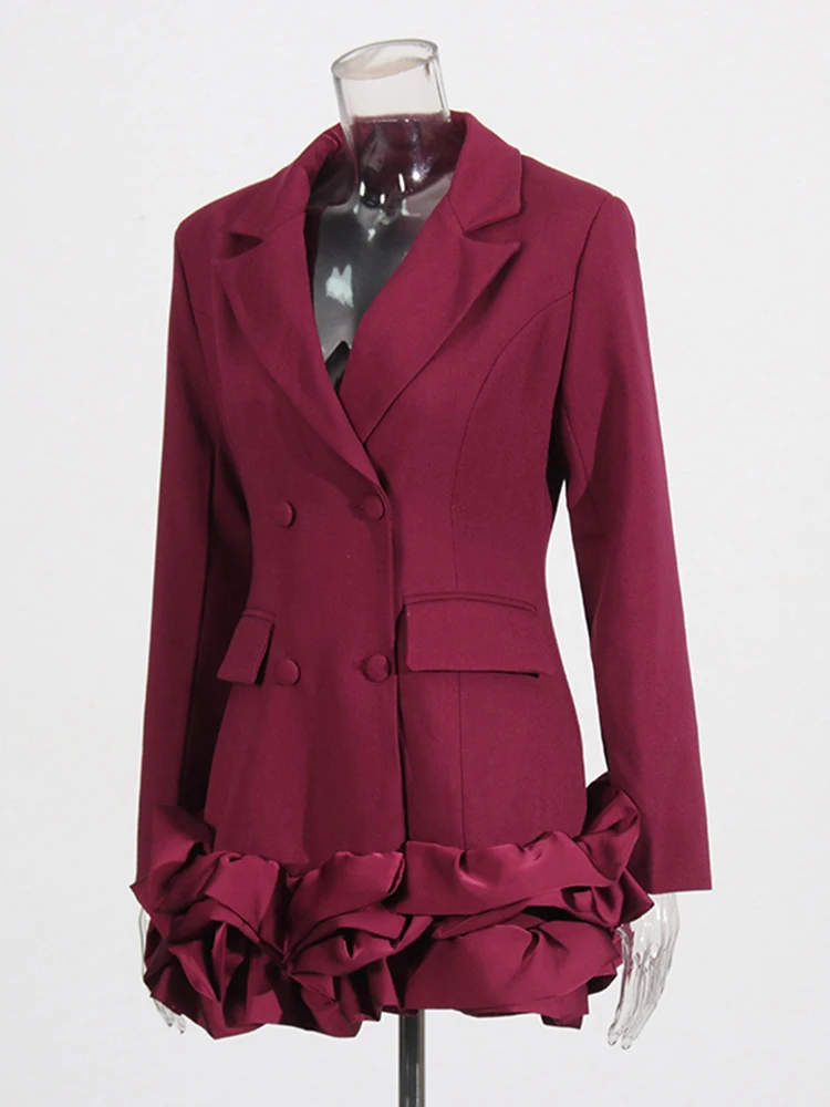 TWOTWINSTYLE Hit Color Designer Dresses For Women O Neck Long Sleeve High Waist Temperament Elegant Mini Dress Female Fashion