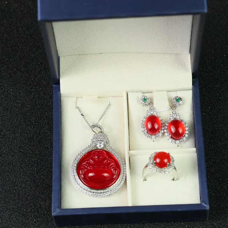 

Натуральный красный комплект, комплект из трех предметов в классическом этническом стиле