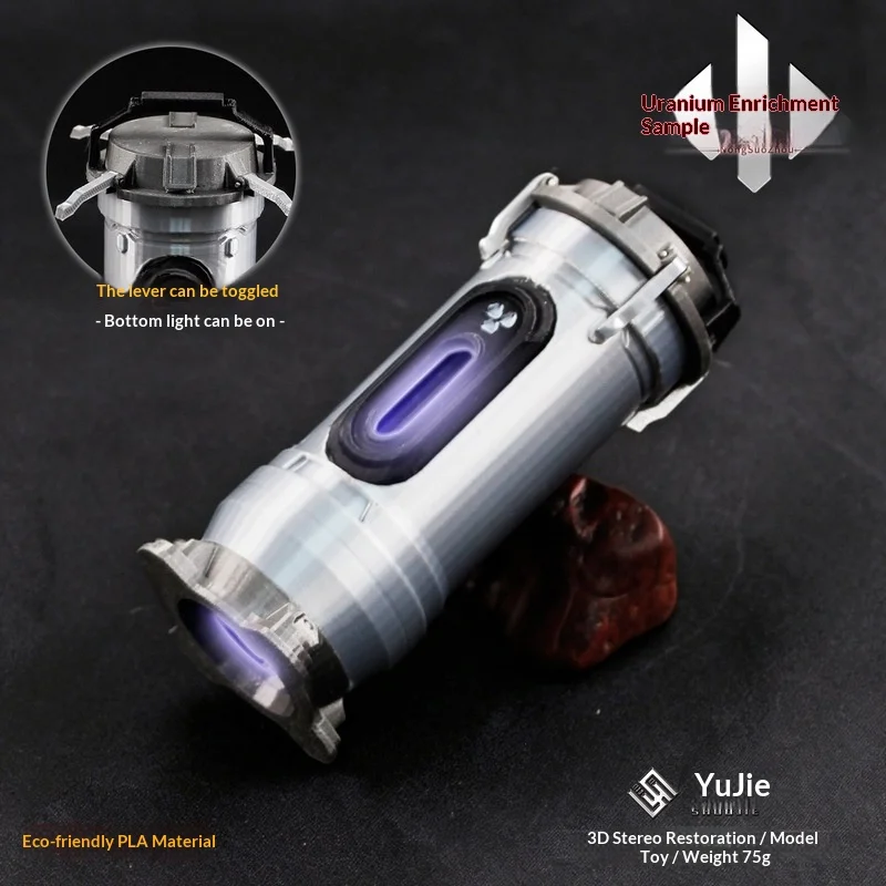 Modèle d'échantillon d'uranium enrichi Shuojie Delta, 14 cm, imprimé en 3D avec lumière LED, en PLA, ornement décoratif pour collectionneurs de jeux pour adultes