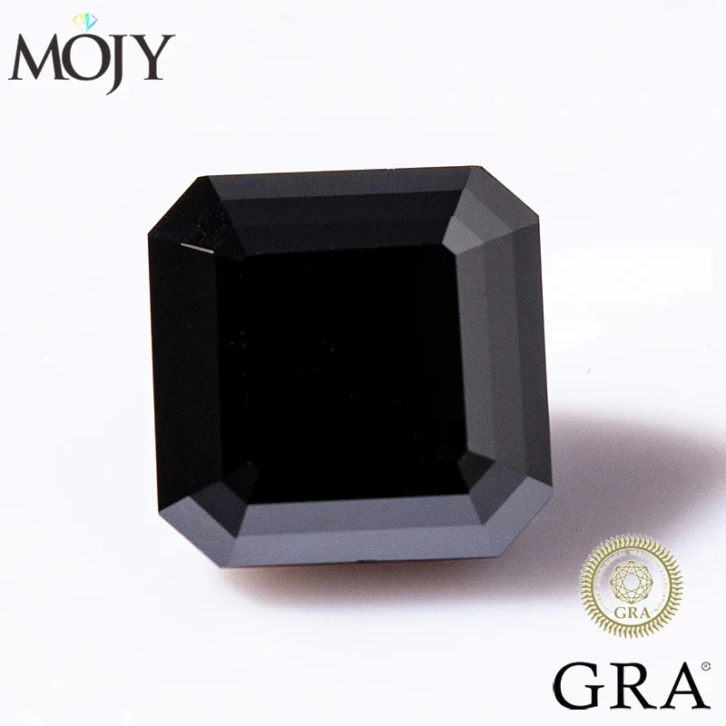 MOJY Black Color Loose Moissanite Stone Diamond Asscher Cut 0.5~7.0ct with Certificate Pass Tester Fine Jewelry Material Gems