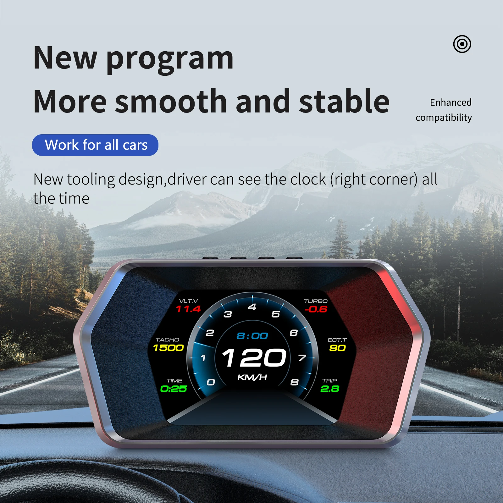 P17 HUD OBD2+GPS Car Head-up Display LCD Digital Gps Speedometer Obd Temperature Displays Dual Smart Auto Electronic Accessories