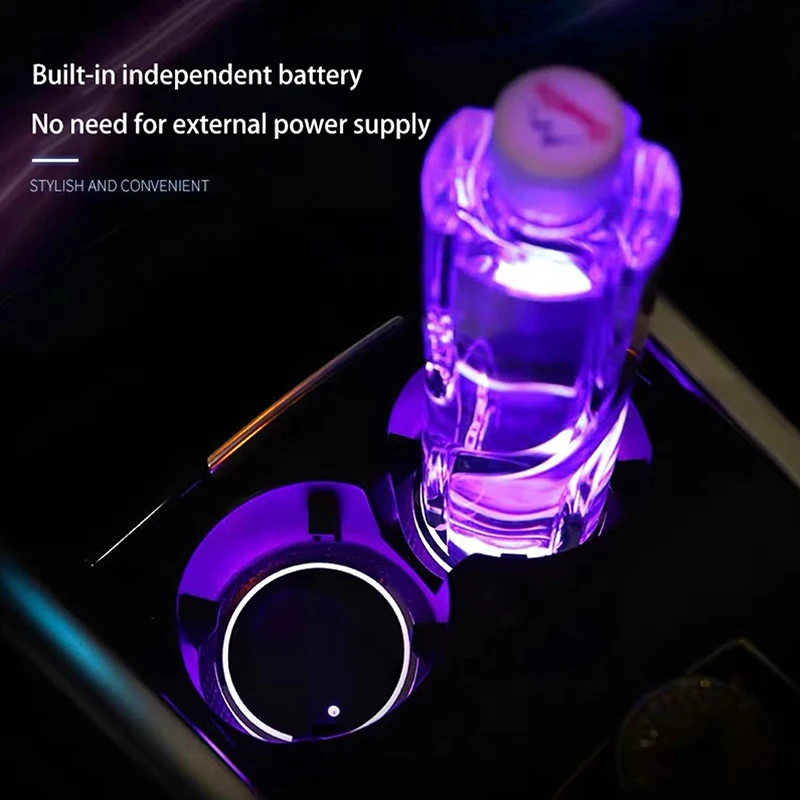 Car Coasters Cup Holder Universal Luminous LED Coaster Water Cup Pad Atmosphere Light Mats 7Colors Car Interior Accessories