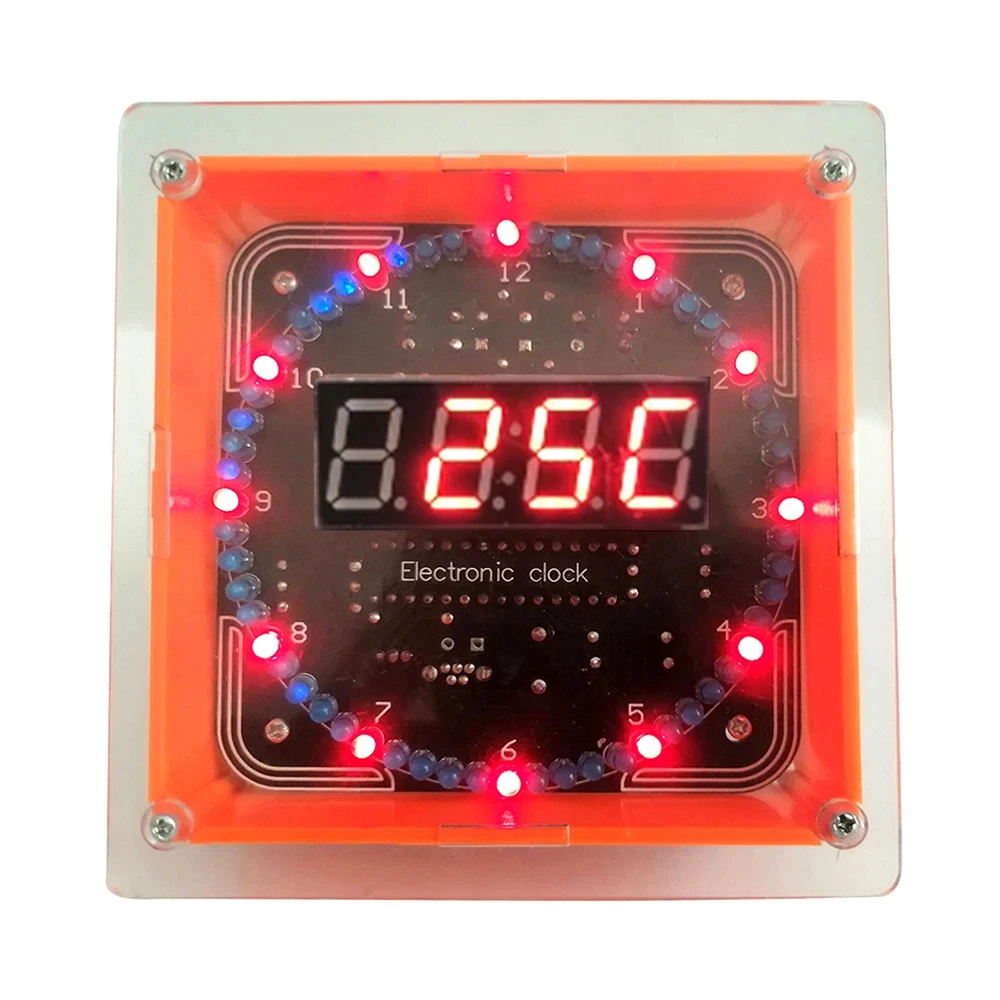 Kit orologio elettronico digitale fai-da-te rotazione del controllo della luce Set di strumenti di visualizzazione della temperatura e del tempo a