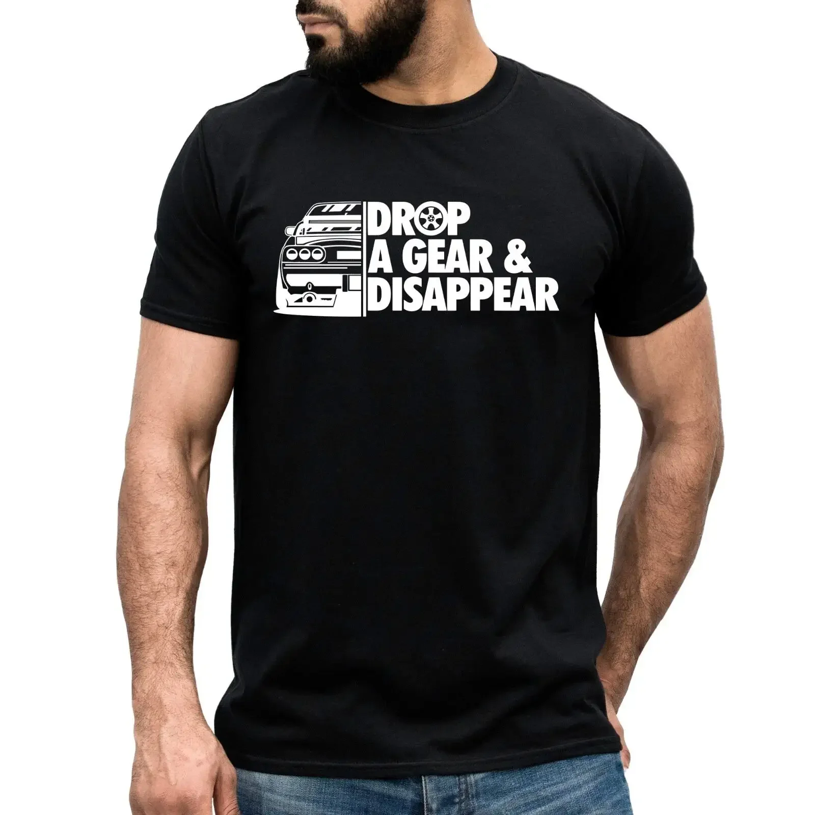 Drop A Gear Disappear T Shirt Funny Manual Racing Driver JDM Men's Driving Image 1 of 3 vintage Washed designer clothes Unisex