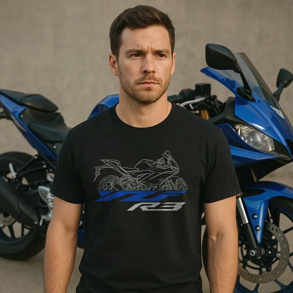 

2025 summer Casual Men 100% Cotton T Shirt YZF-R3 2015-2025 T-shirt motorcycle Graphic Summer Cool Tee