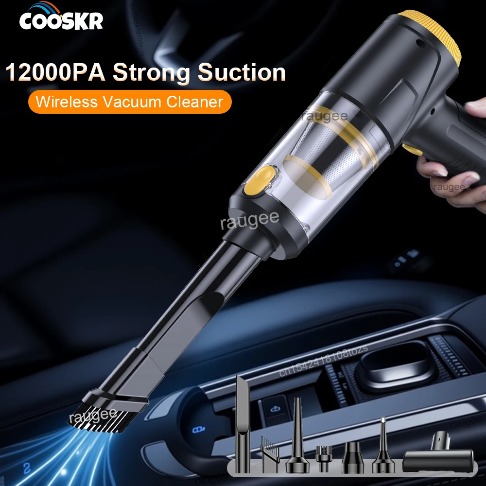 مكنسة كهربائية للسيارة لاسلكية محمولة باليد 100 وات، مكنسة كهربائية شفط قوية عالية الطاقة للمنزل والسيارة ذات الاستخدام المزدوج منفاخ مكنسة كهربائية ﻿