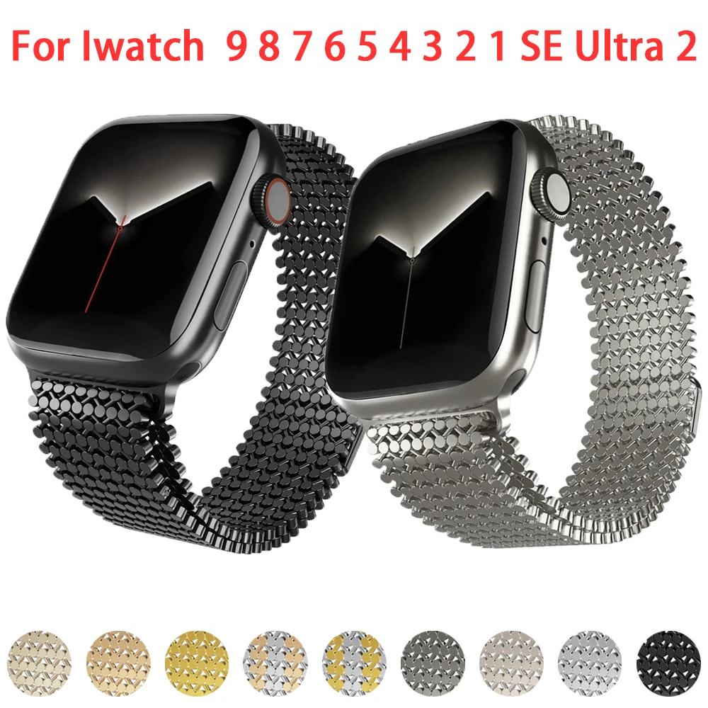 Magnetic Metal Strap For Apple Watch Band 38/40/41mm Stainless Steel Wristband Hollow Out Bracelet Watchband Accessories Correa