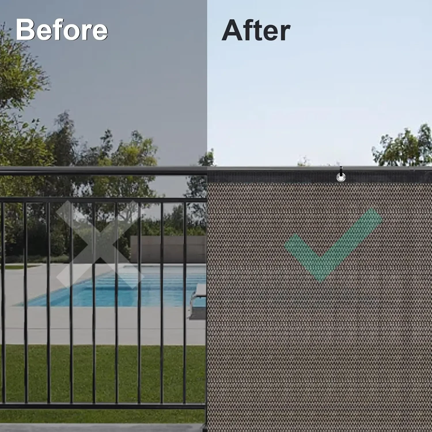 [صفقة ساخنة، أفضل بائع! ]8'x106' سياج شاشة الخصوصية في الهواء الطلق شبكة سياج يغطي شاشة سياج كتلة الرياح مع الحلقات