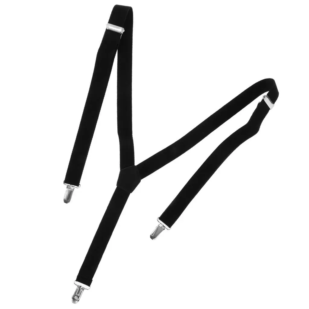 Men Trouser Elastic Adjustable Suspender Y Shape with Metal Clips