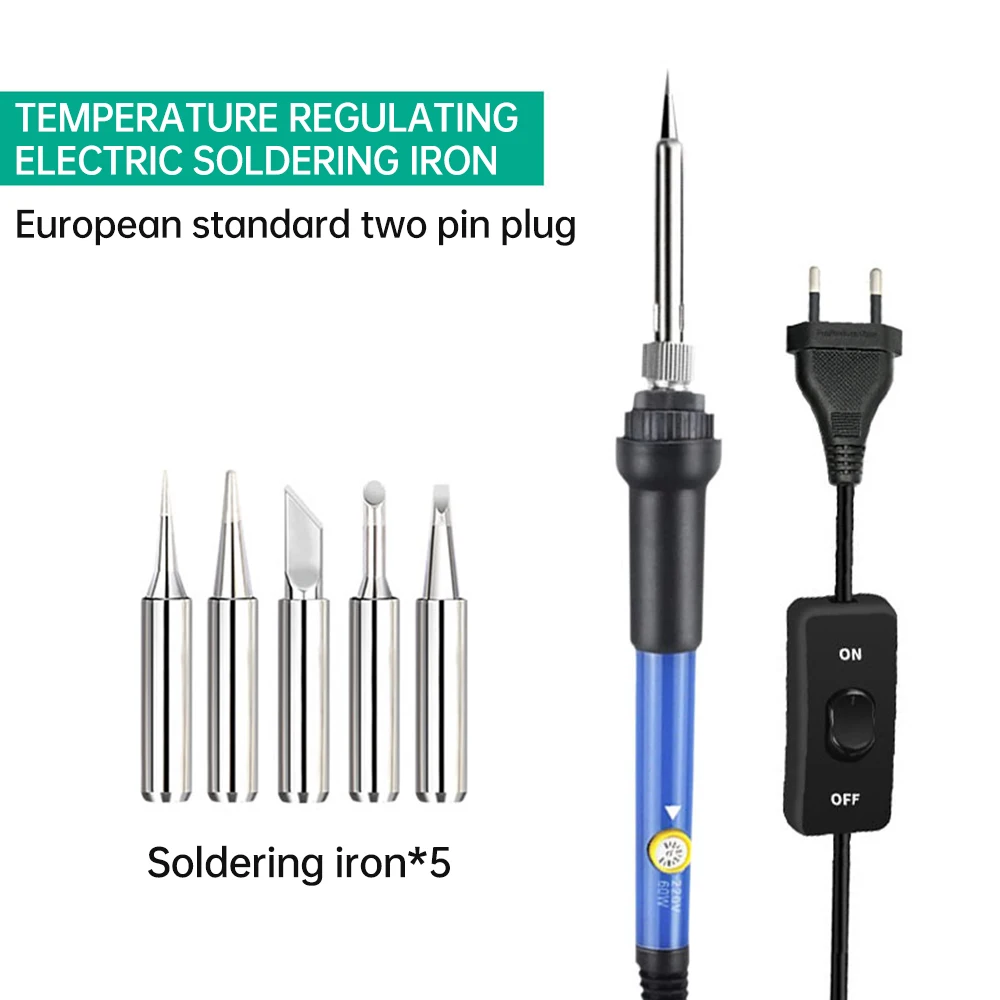 Ferro De Solda Eléctrico com Temperatura Ajustável, Estação De Retrabalho, Pontas De Lápis De Calor, Ferramentas De Reparação, 220V, 110V, 60W, Novo