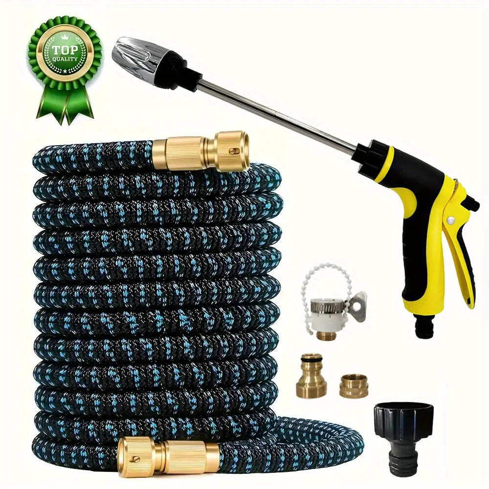 

Expandable Garden Hose Made of Rubber Retractable Lightweight No-Kink Leak-Proof with Durable Connectors for Yard Watering