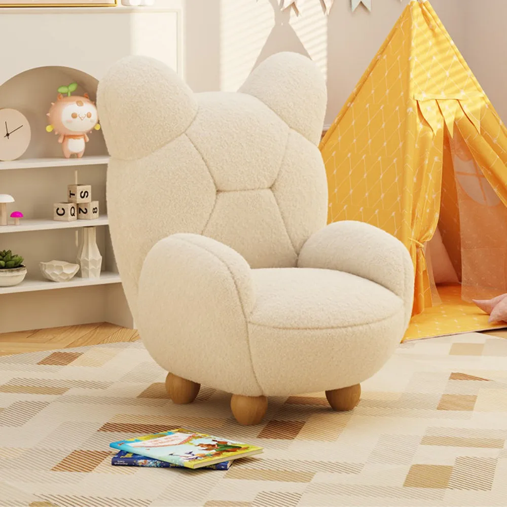 Children's bear sofa lazy sofa chair lamb wool chair cute baby single chair