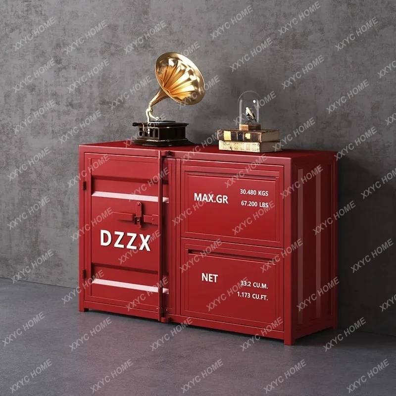 A Wrought iron tool storage cabinet Restaurant tea preparation cabinet Container industrial style side cabinet