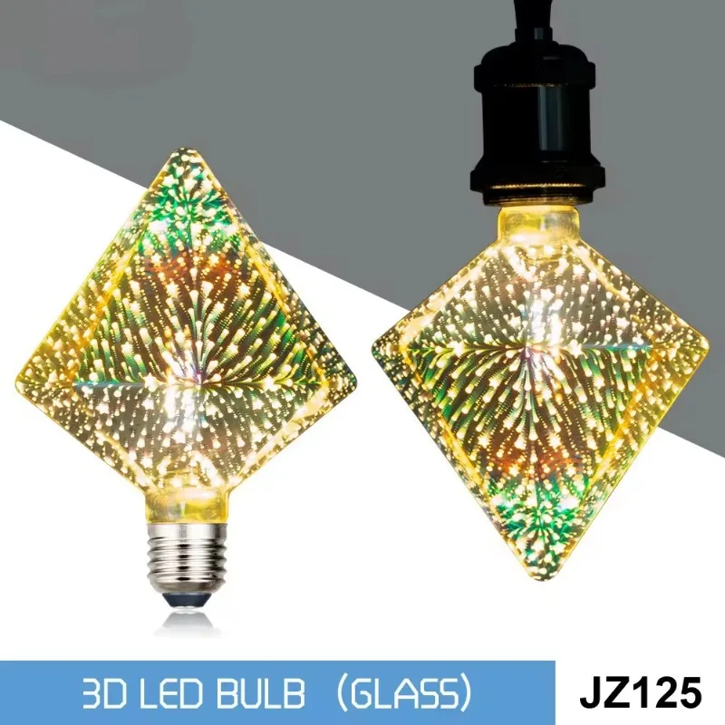 LED bulb glass jewel 3D fireworks starry decorative lamp E27 screw lamp holder bulb 3D glass bulb