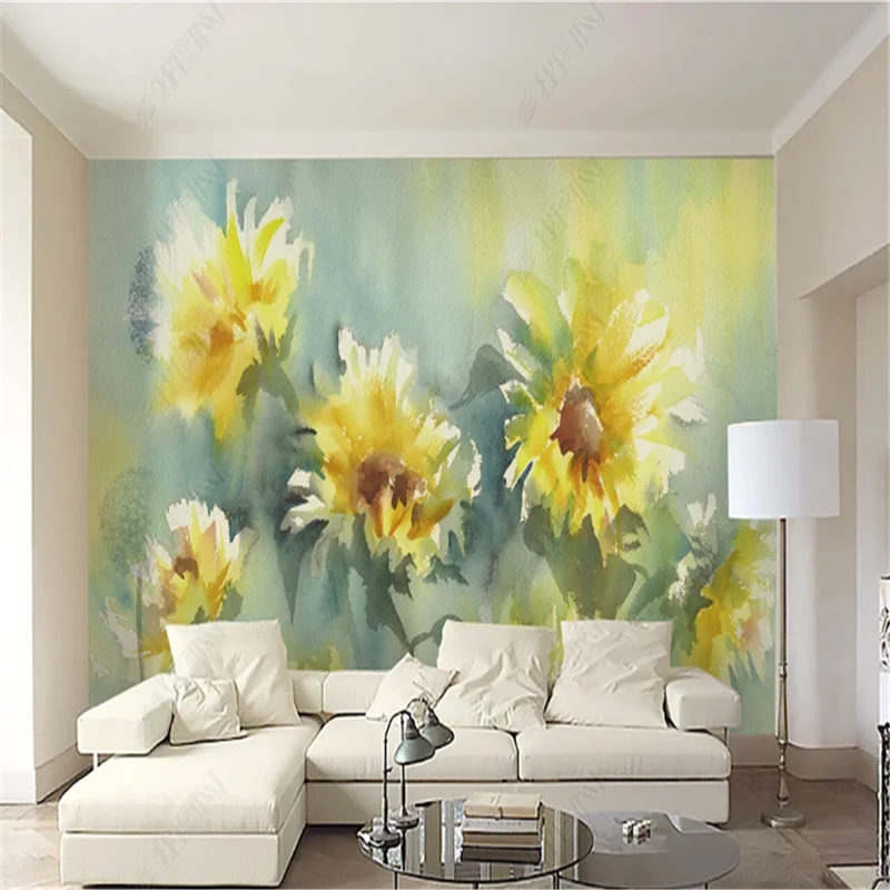 European Watercolor Flower Abstract Mural Wallpaper For Living Room Oil Painting TV Sofa Background Wall Paper Home Decor