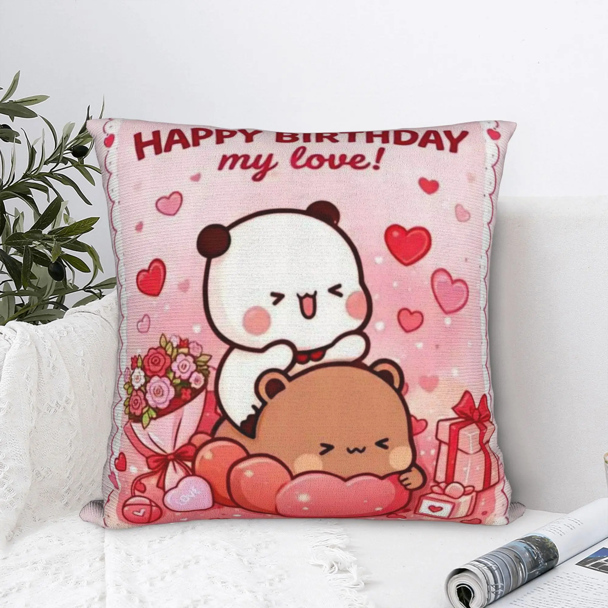 Kawaii Panda Bubu Dudu Pillowcase Polyester Cushion Cover Decor  Pillow Case Cover Home Square 40X40cm