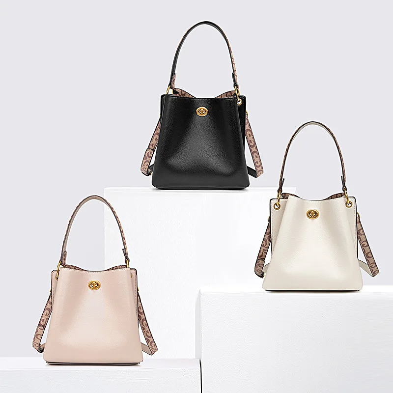 

Мягкая кожаная сумка-ведро, женская сумка через плечо, цвет крика, корейская универсальная сумка на одно плечо для поездок на работу