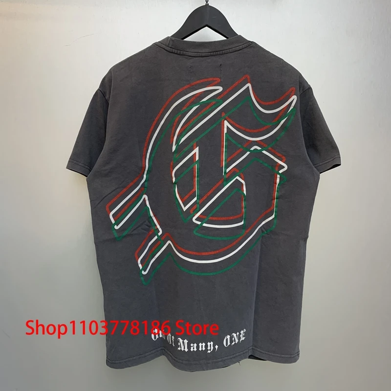 

Classic Logo Skull Print Round Neck Short Sleeve Godspeed T-shirt European American Tide Streetwear Real Photo Men's Clothing