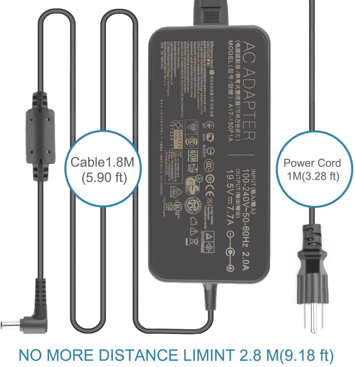 

Адаптер переменного тока huiyuan 150 Вт, в, а, для Asus GL503G GL503GE GL703GE GL703GS GL703V