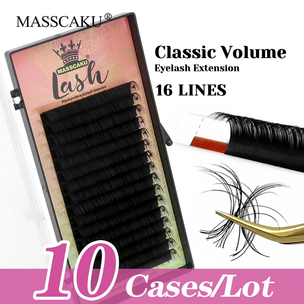 

10cases/lot Hot Selling MASSCAKU Natural False Silk Classic Volume Lash 8-16mm and Mix Length Cashmere Regular Eyelash Bundles