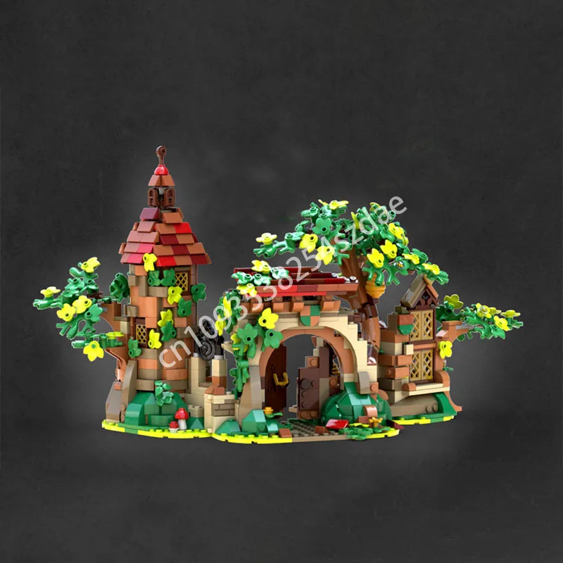 

1114 шт. MOC Руины в зачарованном лесу, замок, строительные блоки, креативная модель, рождественская игрушка, подарок для подростков, конструкция