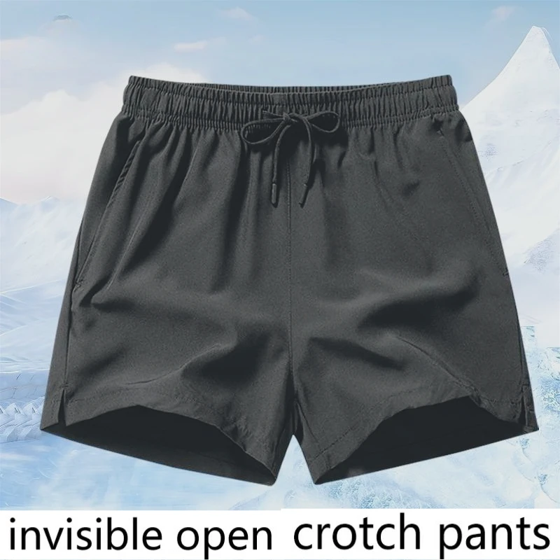 

Брюки с невидимой промежностью, летние спортивные шорты из ледяного шелка, тонкие, дышащие, повседневные, свободные, большого размера, удобные для дикого трафа