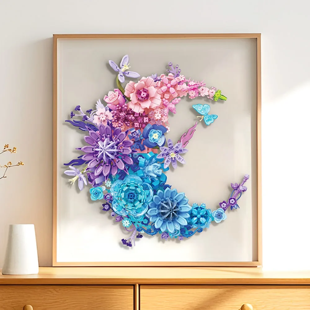 

Creative Expert 977PCS Romantic Moon Flower Building Blocks Eternal Flowers Model DIY MOC Bricks Home Wall Decoration Gifts