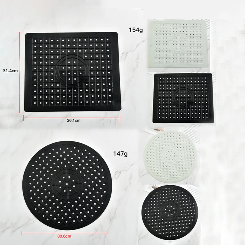 Square Kitchen Insulation Mat Rubber Wave Pattern Sink Drain Pad Waterproof and Non Slip Kitchen Circular Tableware Pad