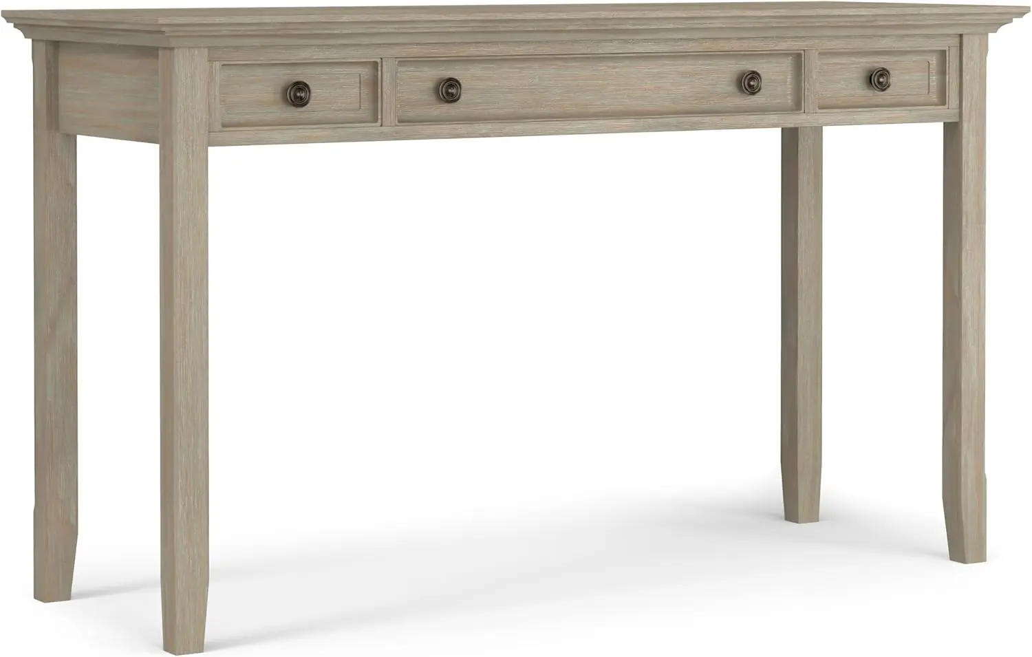 Simplihome Amherst Solid Wood Transitional 54 Inch Wide Desk In Distressed Grey, For The Office Desk, Writing Table,