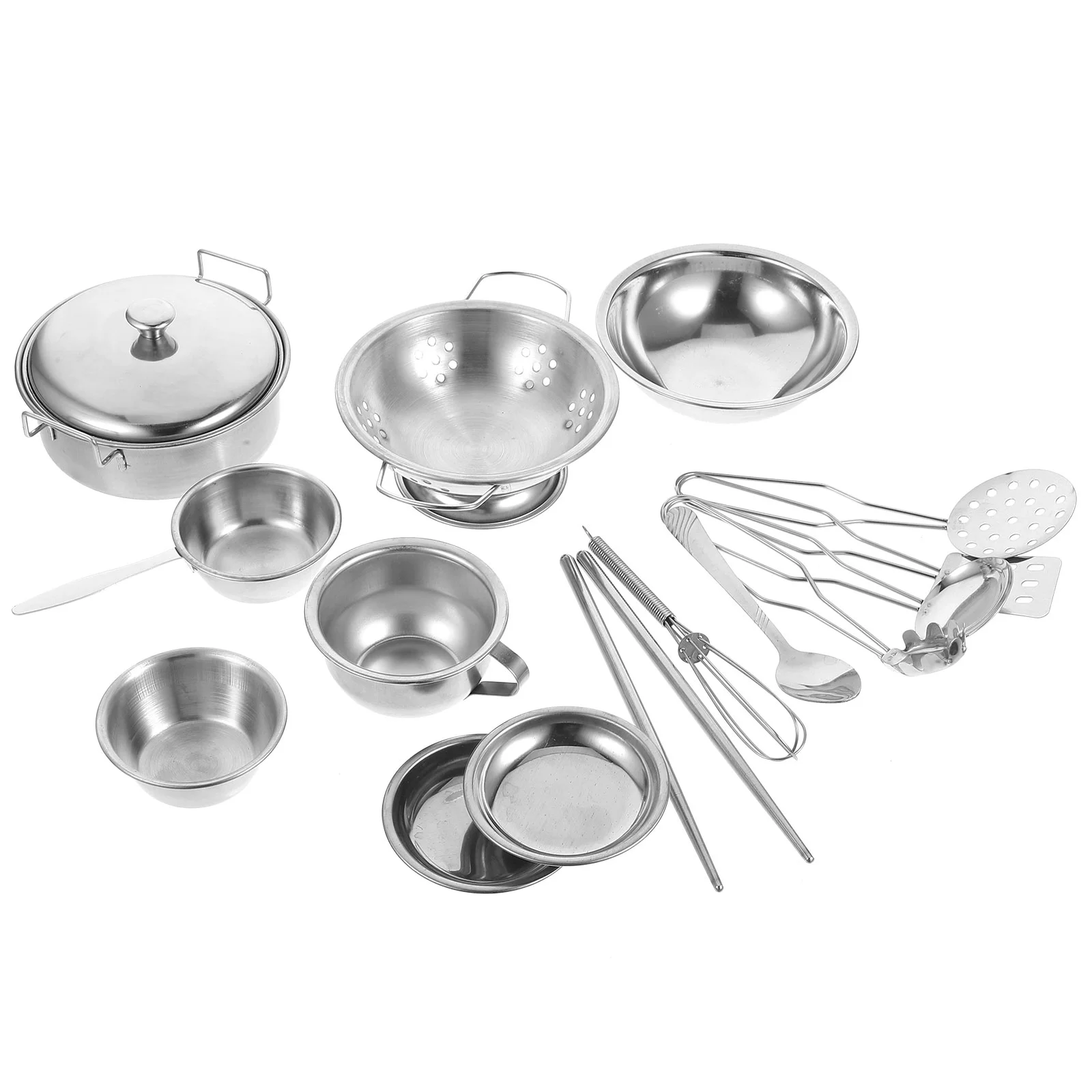 1 conjunto crianças brinquedo de cozinha utensílios de cozinha de aço inoxidável e talheres para crianças cozinha fingir brinquedo