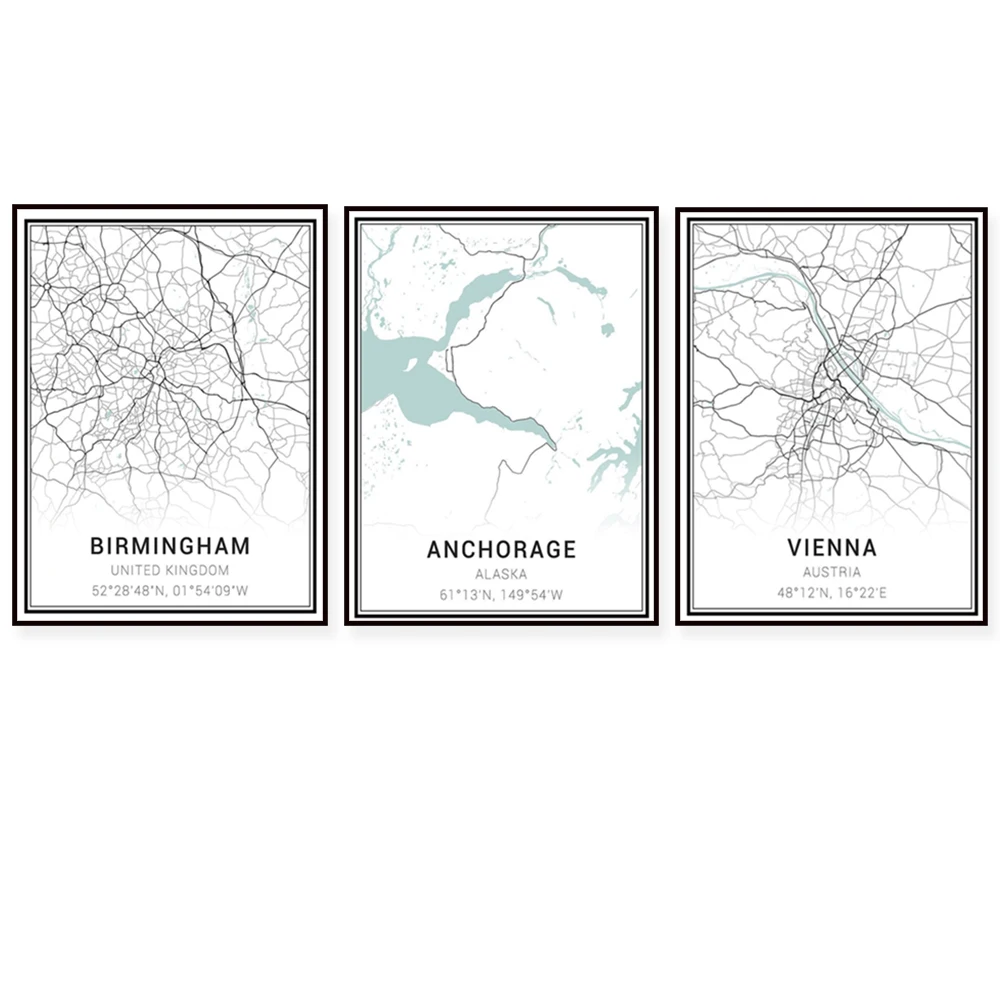 Oklahoma, Anchorage, Vienna, Almere, Munich, Cincinnati, Madison, Kansas, Fresno, Memphis, Birmingham, San Jose map poster