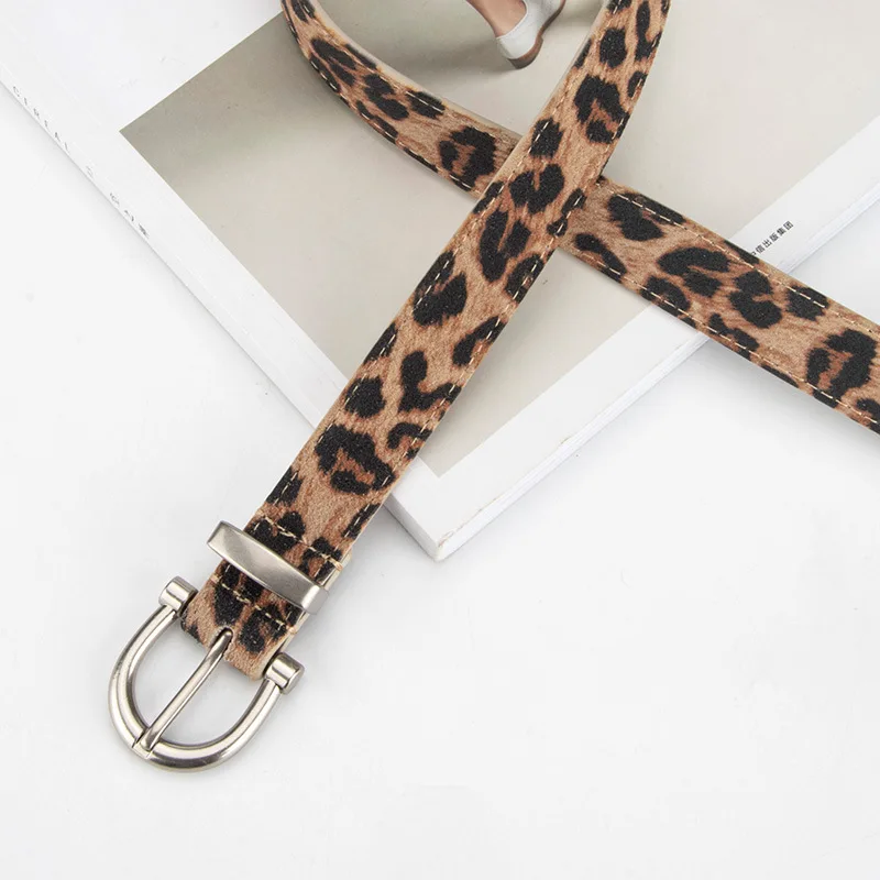 Western Leopard Print Thin Leather Women Waistband Belt Fashion Jeans Dress Coat Sweater Belt for Ladies