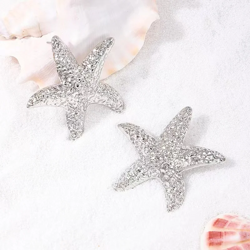 Trendy Stud Earrings For Women Metal Starfish Geometric Colorful Metal Ear Accessories Holiday Party Gift Fashion Jewelry CE202