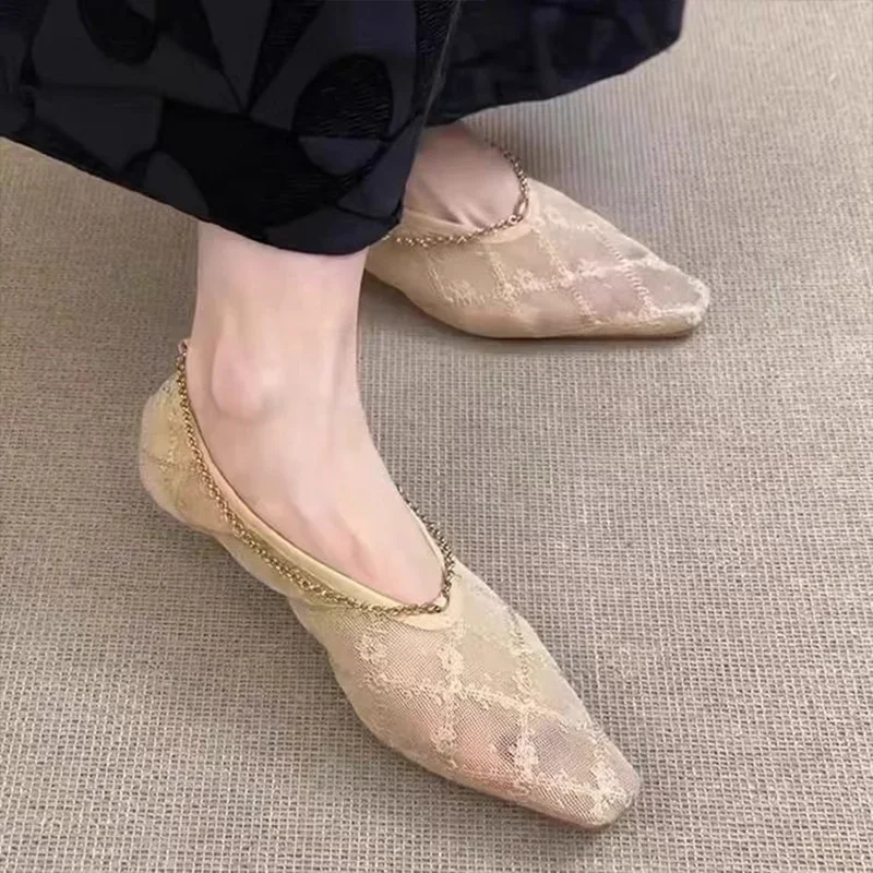 Women Heeled Shoes Chain Elegant Summer Sandals Mesh Sexy 2025 Designer New High Heels Shoes Woman Brand Pumps Mujer Zapatillas