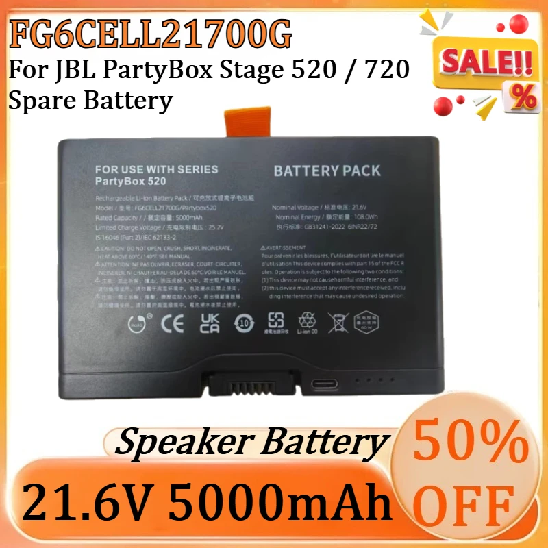 

New 21.6V 5000mAh Speaker FG6CELL21700G Battery for JBL PartyBox Stage 520 / 720 Spare Battery Speaker Battery