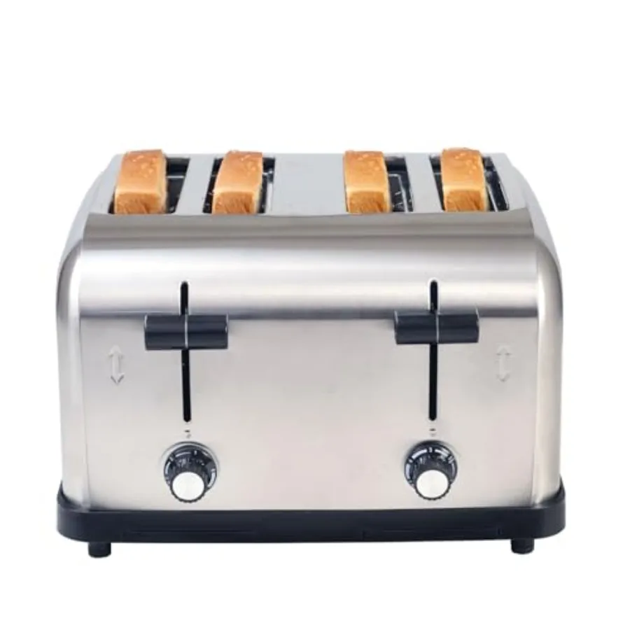 Commercial Grade 4-Slice Toaster 1800W Stainless Steel Heavy Duty with 1.57 Inch Wide Slot 6-Settings for Restaurant Bagels Muf