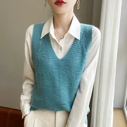2024 New Autumn and Winter Cashmere vest Women V-Neck Pullover Sweater Sleeveless Cashmere vest Knit