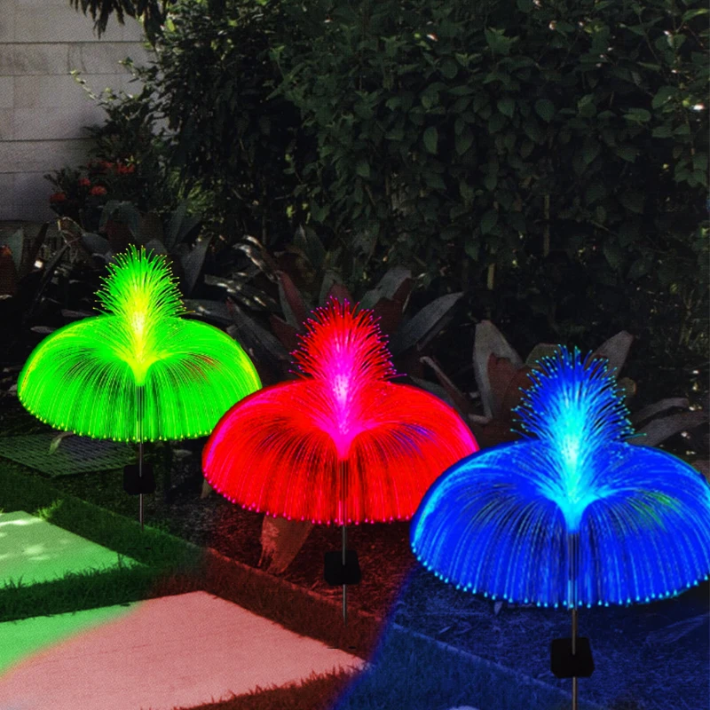 Solar Jellyfish Light Fiber-optic Stake Lights Wheat Jellyfish Lamp LED Outdoor Garden Decoration Landscape Courtyard Lantern