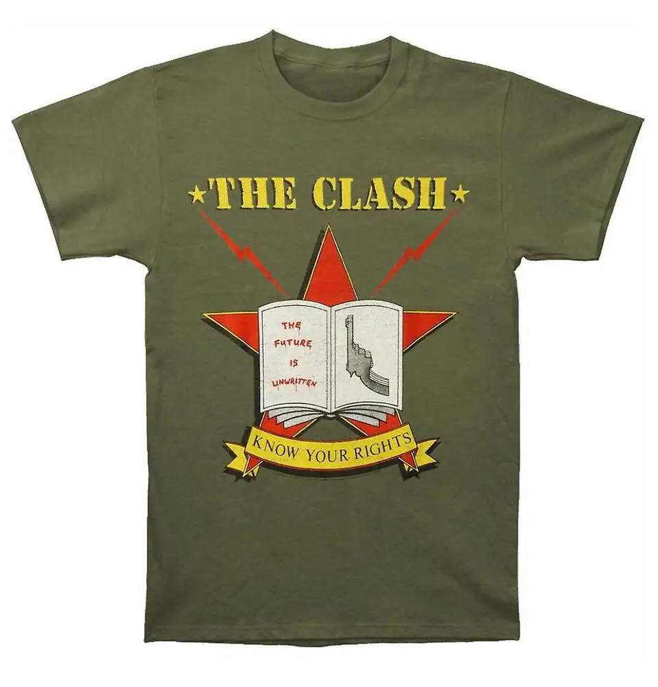 Official The Clash Know Your Rights Mens Green T Shirt The Clash Classic Tee  High Quality 100%Cotton Short Sleeve