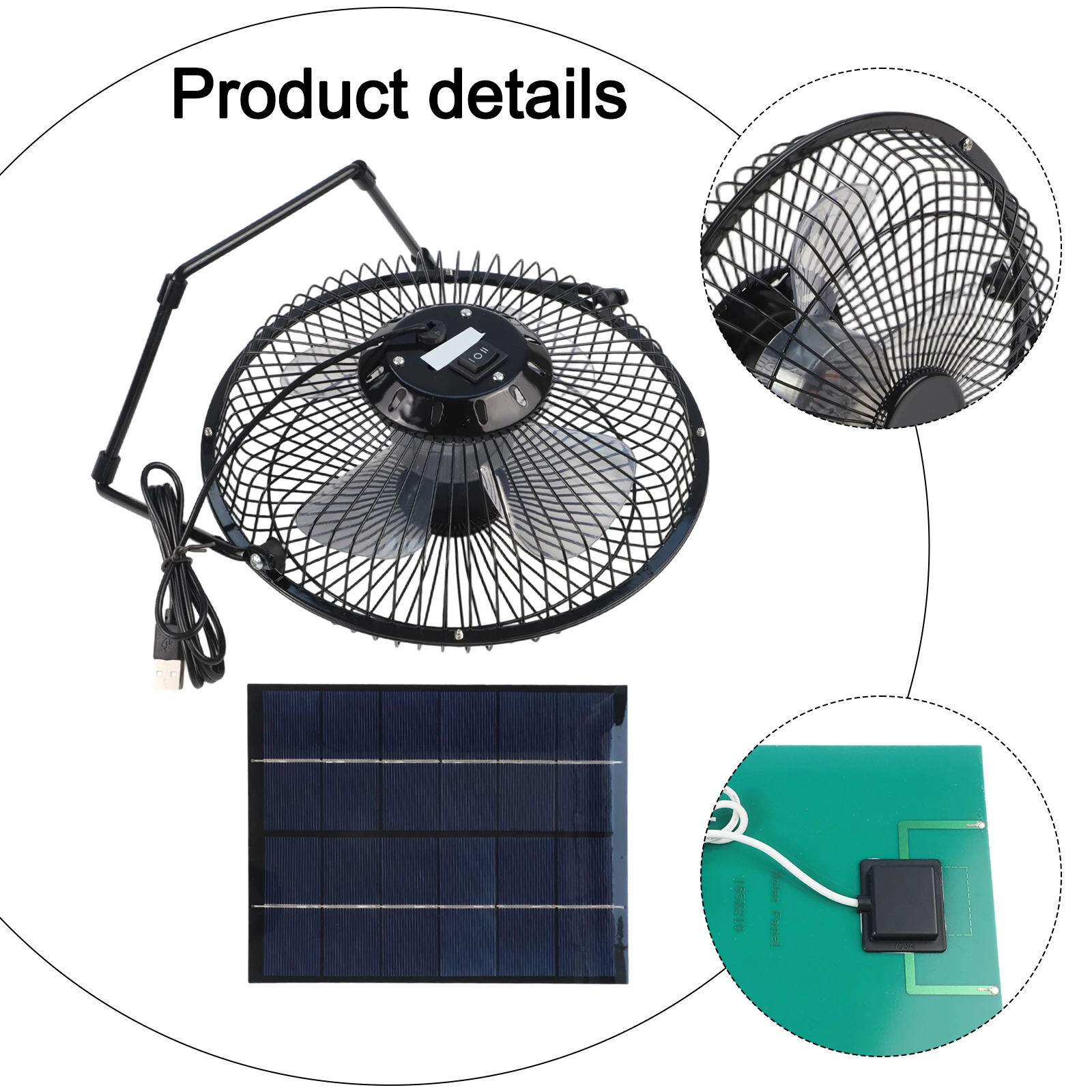 Energy Kit Portable Fan Kit 8inch Fan Solar Powered Fan Pet House Small Greenhouses Sustainable Cooling Window Exhaust System
