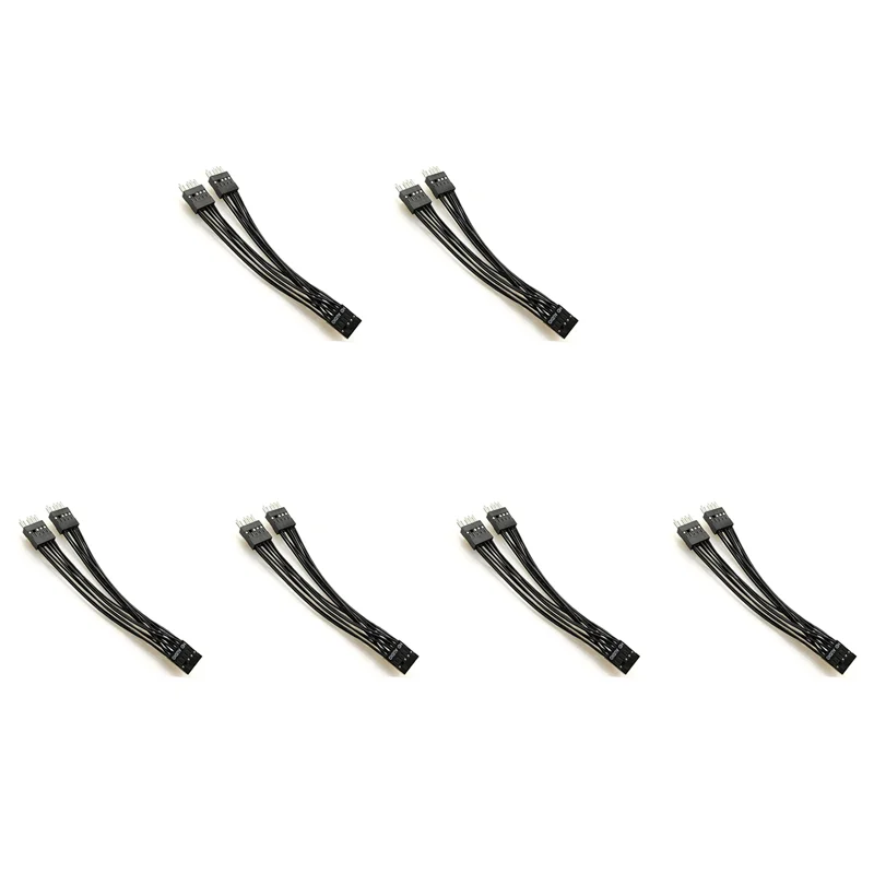 

OFSS-Motherboard HD Audio Extension Cable 9Pin 1 Female To 2 Male Y Splitter Cable Black For PC DIY 10Cm, 6 Pack