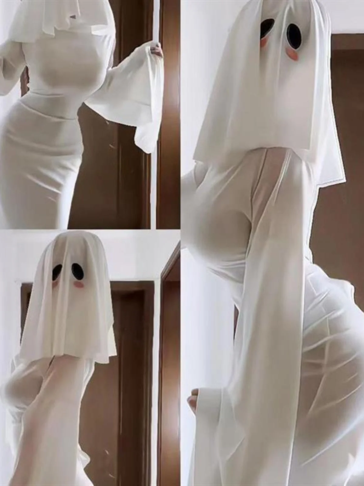 여성을 위한 귀여운 유령 의상 할로윈 코스프레 의류 민족 무대 의상 여성 모델 패셔너블 한복 슬레