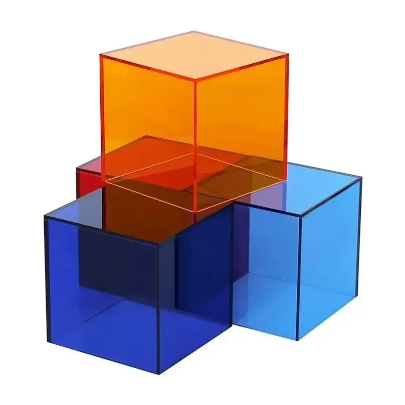 Colorful Five-Sided Acrylic Display Case, Supermarket Translucent Display Stand, Candy Storage Box, Square Shooting Background
