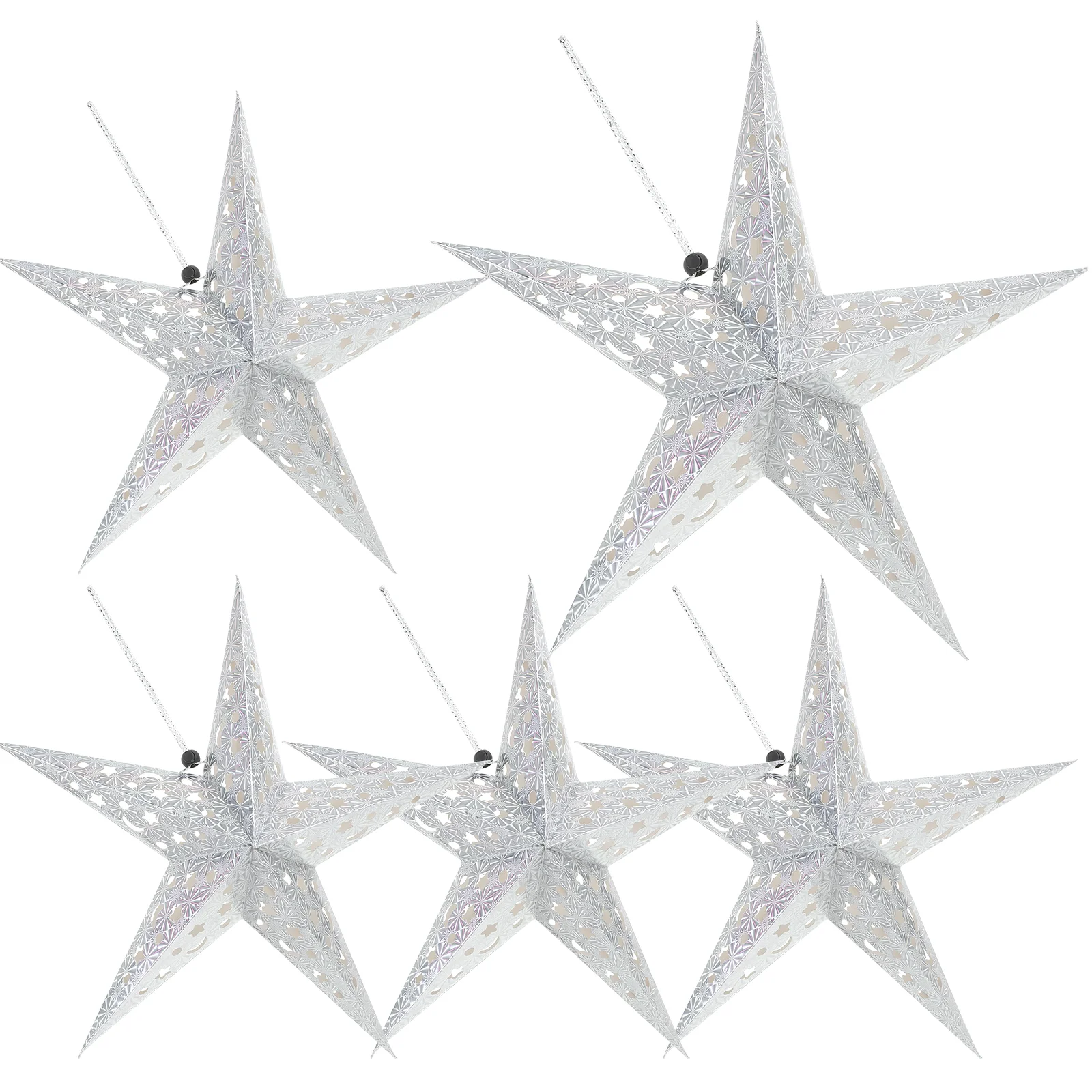 5 Pcs of The Lid Paper Hanging Star Lamp Shade Ornament Lantern Decorative Shades Golden Accessories