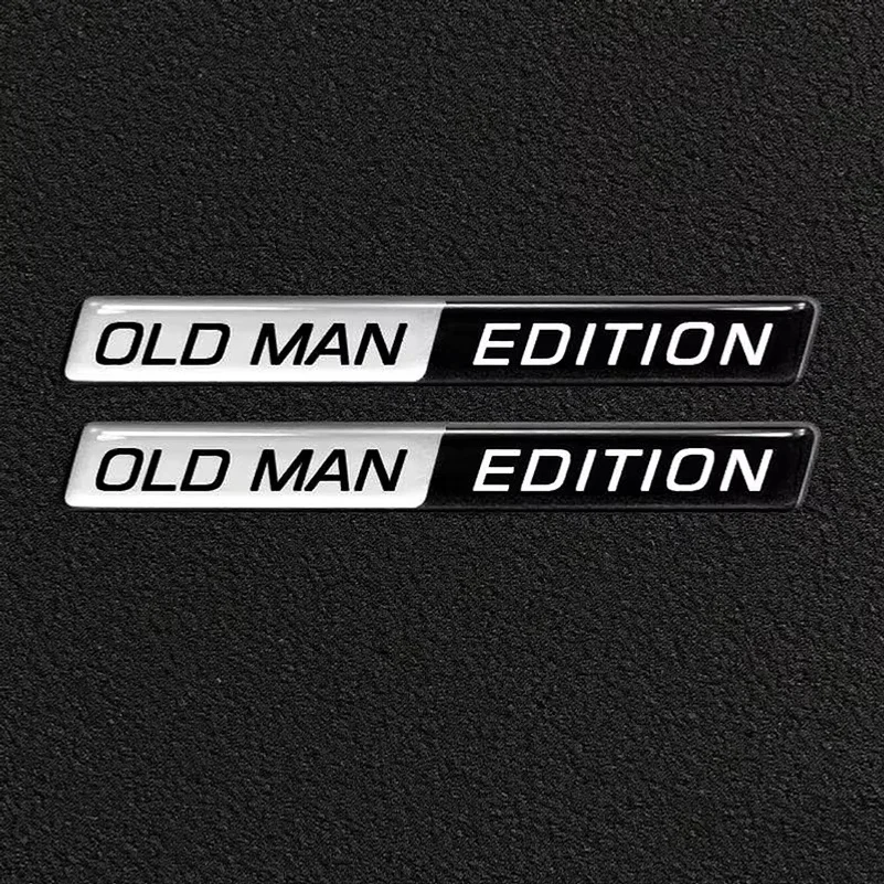 2pcs Old Man Edition 3D Emblem Sticker Badge Fender Funny Old Man Edition Decals Car  Replacement Door Decoration for Universal