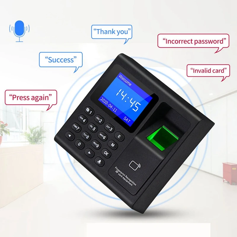 Fingerprint Attendance Machine 1000 Capacity Access Control Electric Time Clock Recorder RFID Keypad USB Data Manage