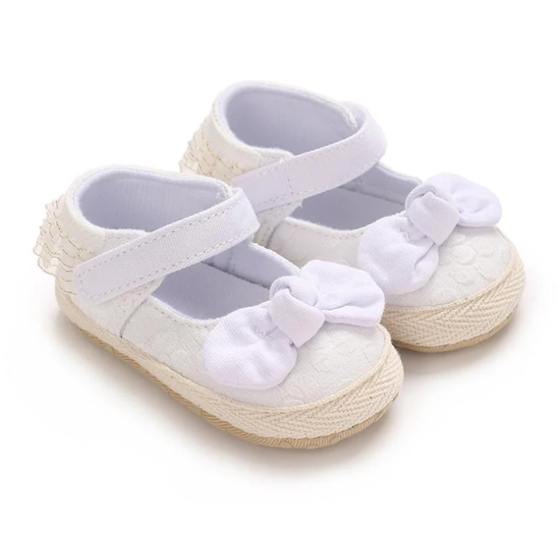 Baby Girl First Walking Shoes 3D Bow Ruffle Trim Mary Jane Shoes scarpe di tela carine per l'autunno primavera