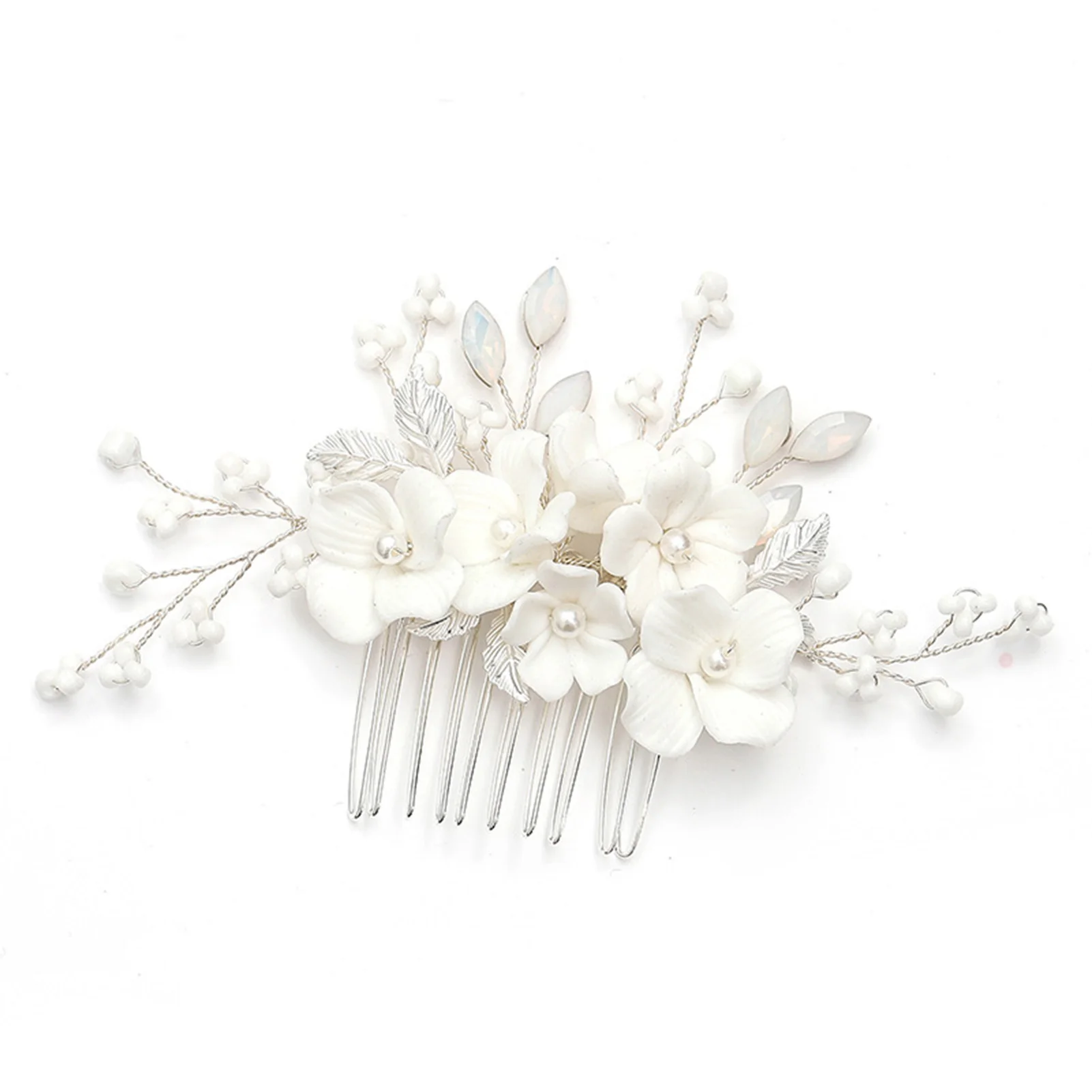 Woman's Ceramic Pearl Hair Comb Headpiece Chinese Style Pearl Hair Styling Tool Accessories for Birthday Stage Party Hairstyle