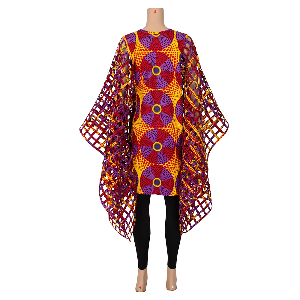 African Women Customize Robe Dresses Net Dress Long Hollow Sleeve Party Fashion Clothes WYB803